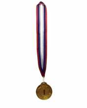Медаль 1 место d50мм золото с широкой лентой - klass.market - Москва