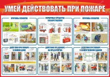 Стенд для школы "Умей действовать при пожаре" - klass.market - Москва